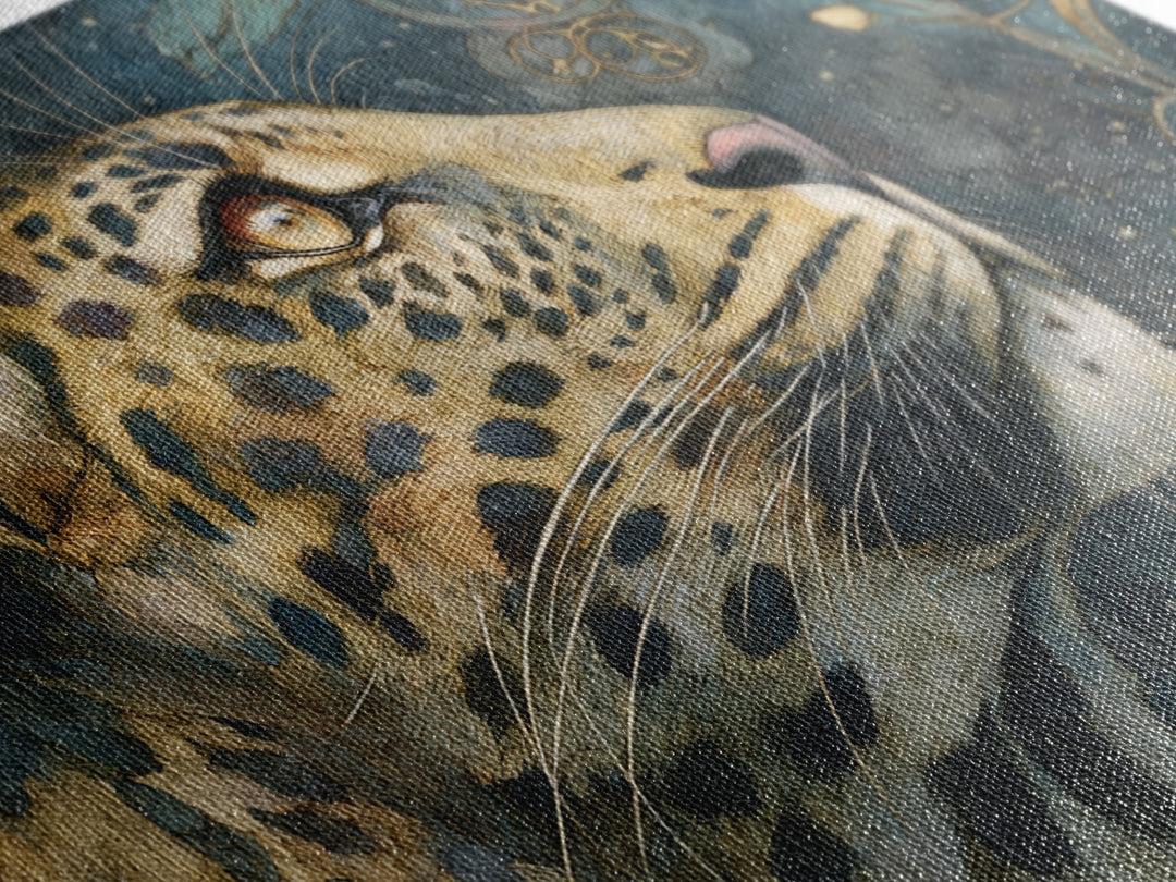 Rainbow Leopard Portrait Framed Canvas Print, Maximalist Art, Leopard Print, Living Room Decor, Oil Painting, Maximal, MAX-3x2-40