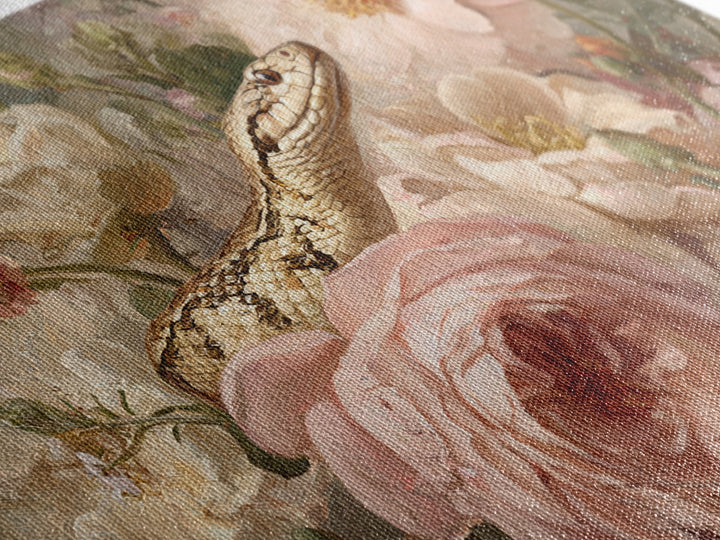 Highly Patterned Snake and Flower Composition Framed Canvas Print, Maximalist Art, Trendy Wall Art, Living Room Decor, Maximal, MAX-3x2-41