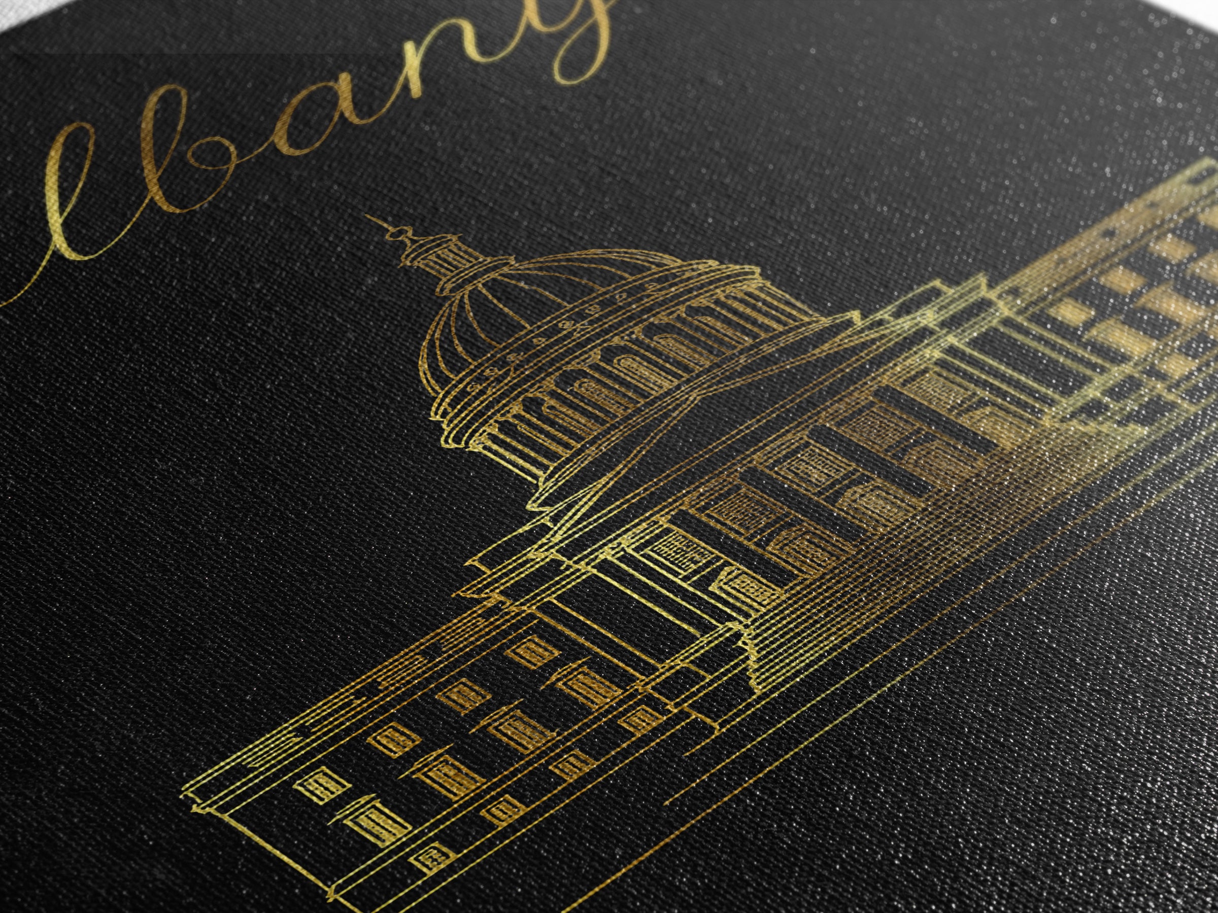 Albany New York Travel Poster, Canvas Print, Gold Outline Poster Art, Albany Art Print, Wanderlust Decor, Fine Art Print, Travel Wall Art