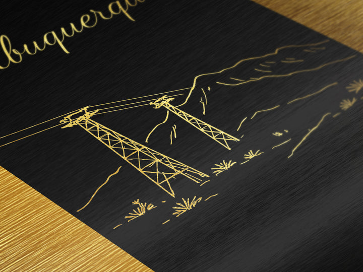 Albuquerque New Mexico Travel, Metallic Gold Art, Wood Framed Art, Metal Art, Modern Wall Art, Retirement Travel Gift