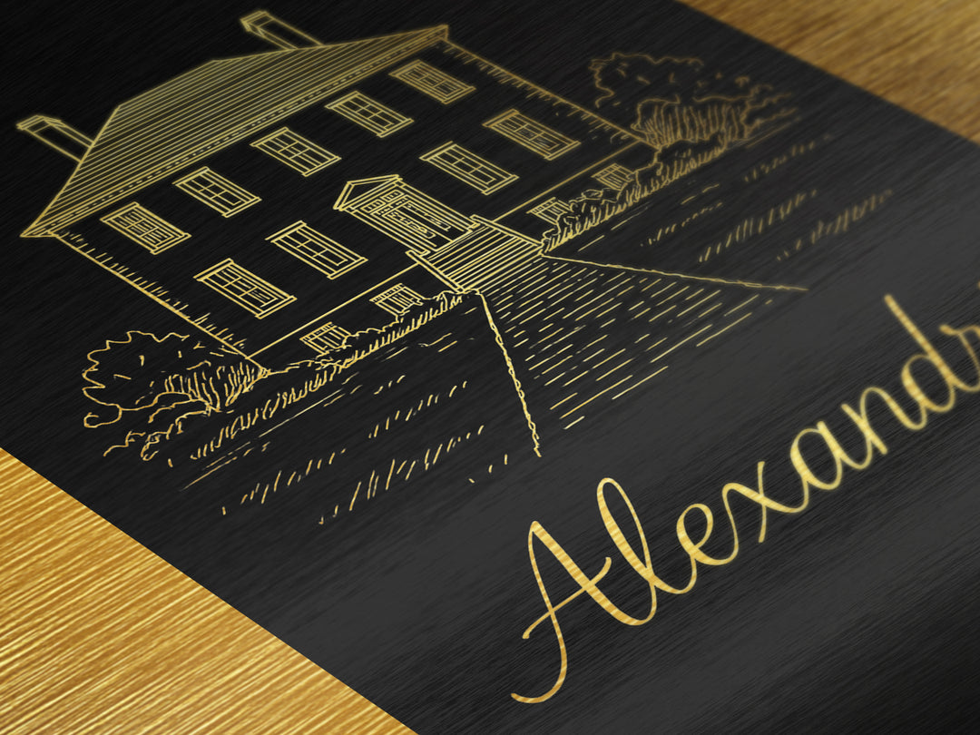 Alexandria Virginia Art, Metallic Gold Print, Wood Framed Art, Metal Art, Office Decor, Honeymoon Gift, Travel Lover Gift