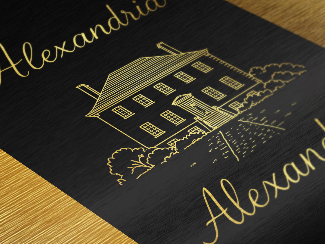 Alexandria Virginia Travel, Metallic Gold Art, Wood Framed Art, Metal Art, Housewarming Gift, Destination Gift