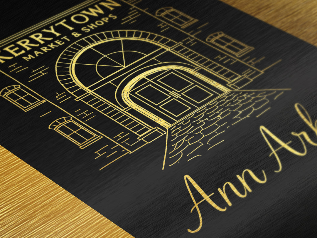 Ann Arbor Michigan Travel, Metallic Gold Art, Wood Framed Art, Metal Art, Modern Wall Art, Retirement Travel Gift