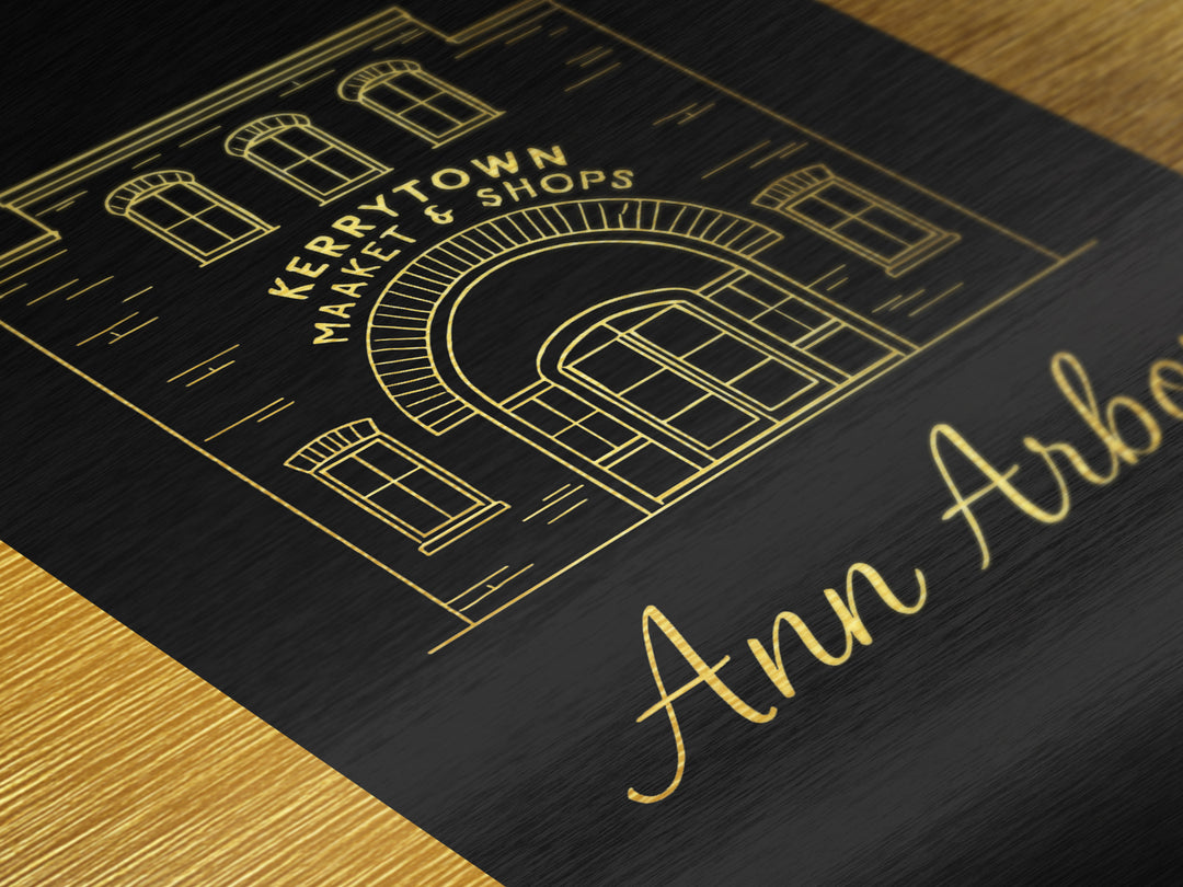 Ann Arbor Michigan Art, Metallic Gold Print, Wood Framed Art, Metal Art, Modern House Art, Destination Gift