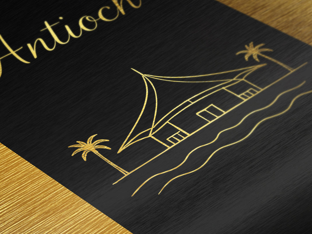 Antioch California Art, Metallic Gold Print, Wood Framed Art, Metal Art, Minimalist Wall Art, Travel Gift, Bedroom Art