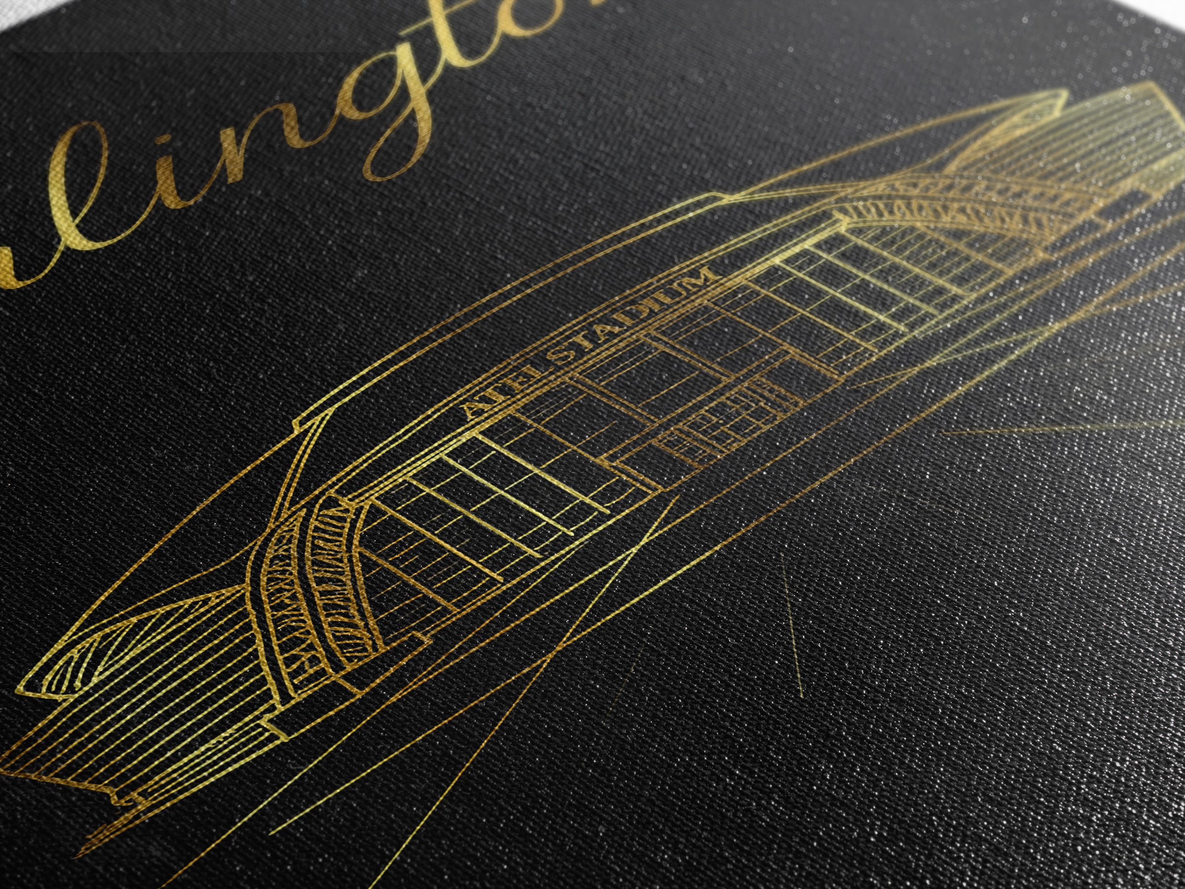 Arlington Texas Travel Poster, Framed Canvas Print, Minimalist Gold Line Art, Arlington Poster Print, Gift For Travelers, Retro Travel Print