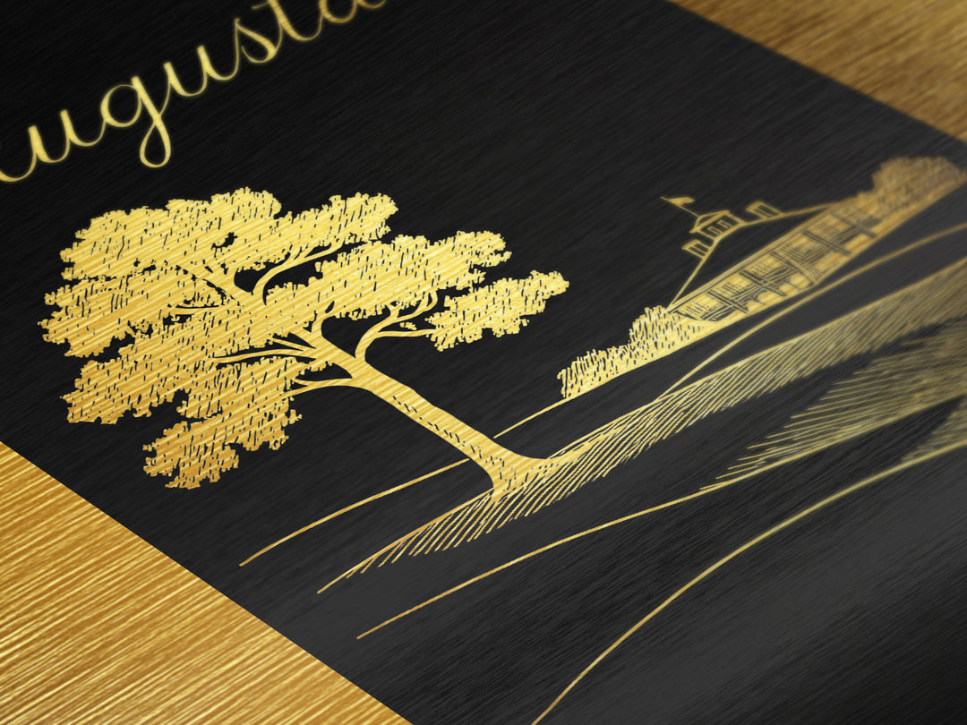 Augusta Georgia Travel, Metallic Gold Art, Wood Framed Art, Metal Art, Modern Wall Art, Adventure Lover Gift