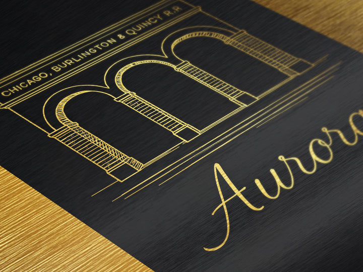 Aurora Colorado Art, Metallic Gold Print, Wood Framed Art, Metal Art, Modern House Art, Wanderlust Gift, Honeymoon Gift