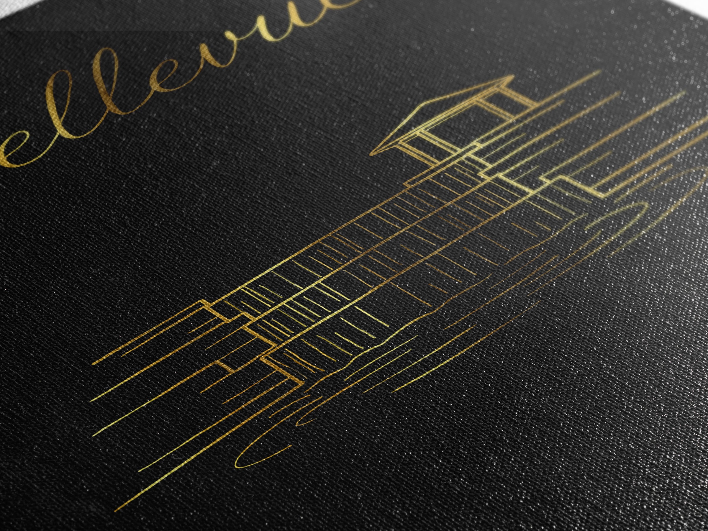 Bellevue Washington Travel Poster, Canvas Print, Gold Outline Poster Art, Bellevue City Art, Office Decor, Fine Art Print, Travel Posters