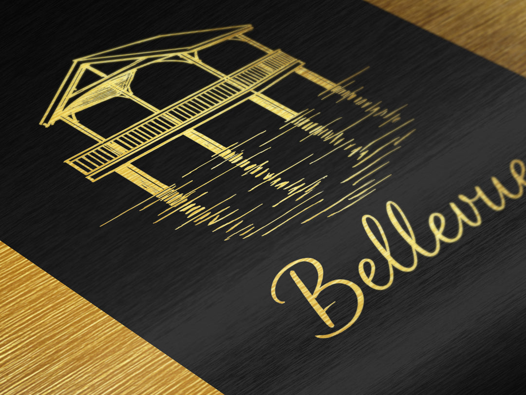 Bellevue Washington Art, Metallic Gold Print, Wood Framed Art, Metal Art, Minimalist Wall Art, Anniversary Travel Gift, Destination Gift