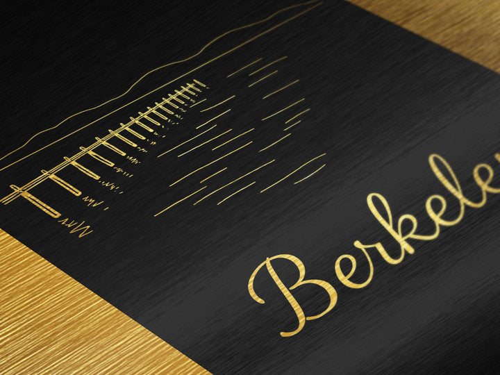 Berkeley California Travel, Metallic Gold Art, Wood Framed Art, Metal Art, Modern House Art, Retirement Travel Gift, Adventure Lover Gift