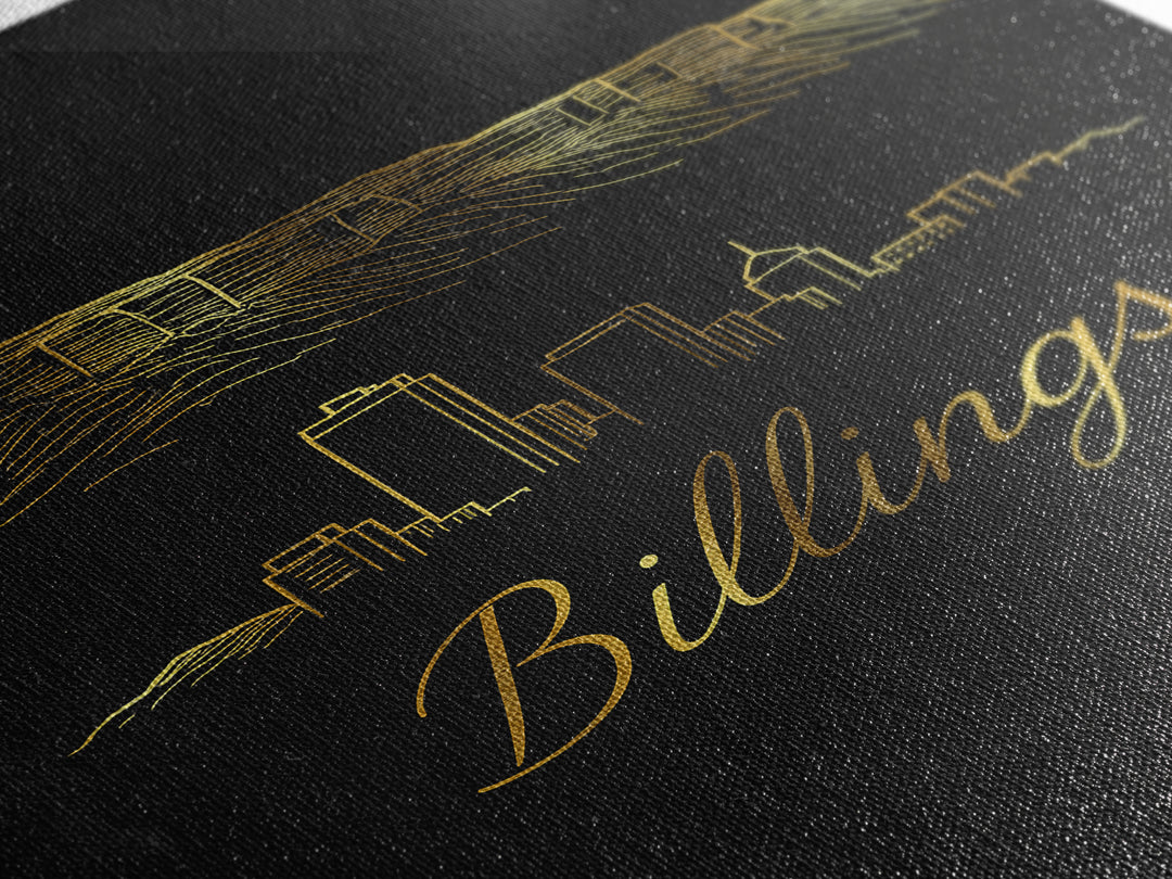 Billings Montana Travel Poster, Canvas Print, Dark Minimalist Wall Art, Billings Poster Print, Wall Art, Travel Wall Art, Art Print