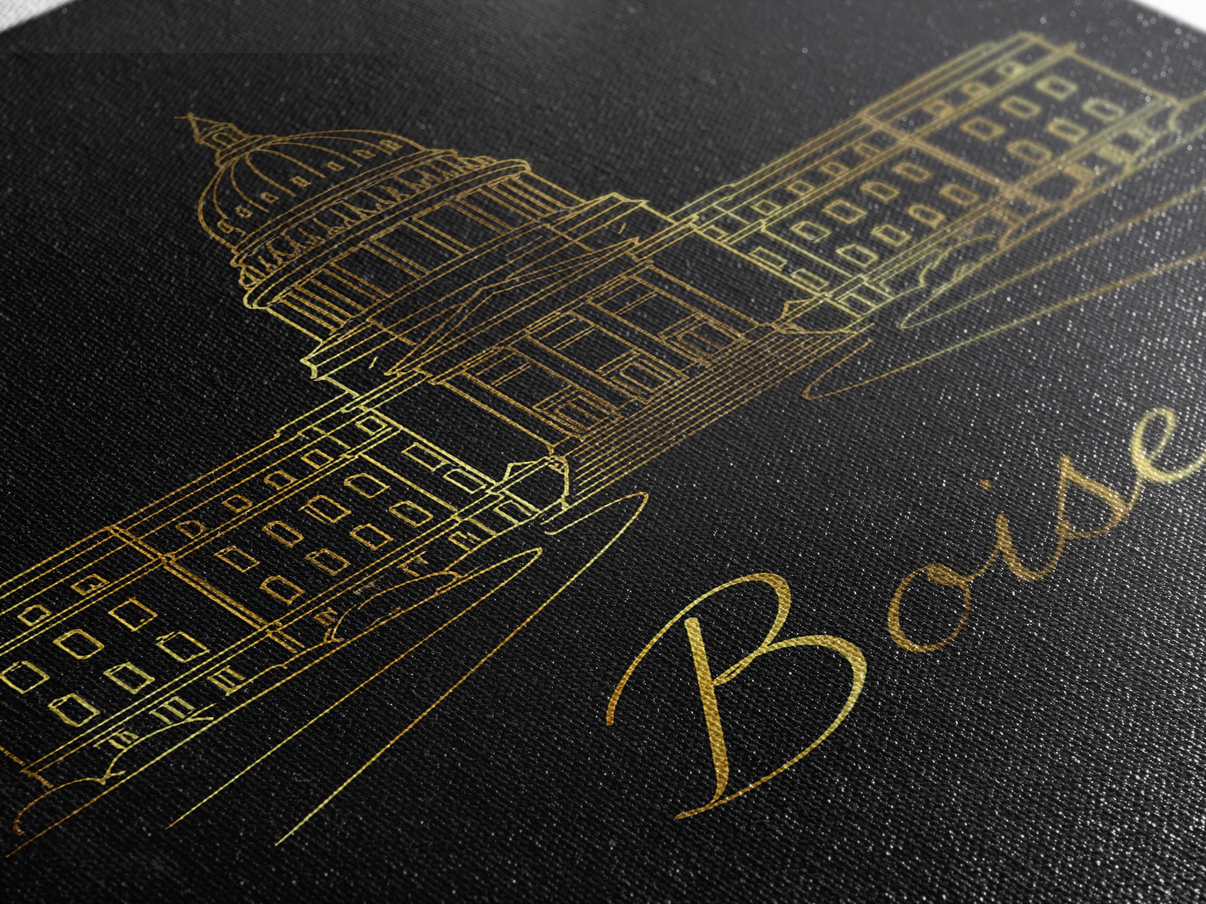 Boise Idaho Travel Poster, Canvas Print, Minimalist Gold Line Art, Boise Travel Art, Wall Art, Mid Century Wall Art, Wanderlust Decor