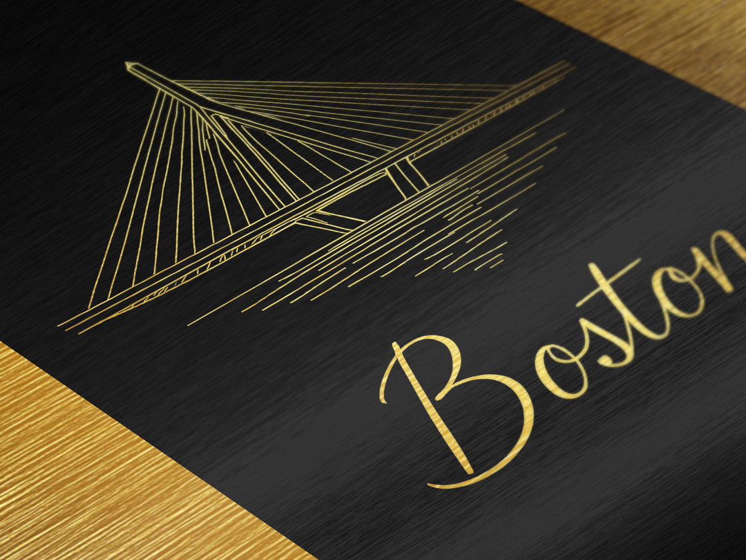 Boston Massachusetts Art, Metallic Gold Print, Wood Framed Art, Metal Art, Modern Skyline Wall Print, Destination Gift, Graduation Gift