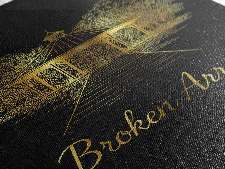 Broken Arrow Travel Poster, Canvas Print, Dark Minimalist Wall Art, Broken Arrow Travel Art, Retro Travel Print, Travel Wall Decor