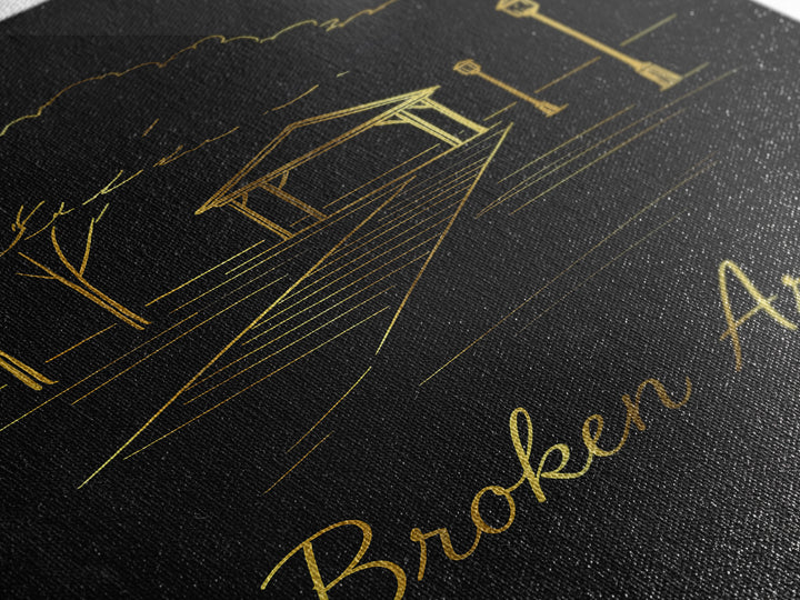 Broken Arrow Travel Poster, Canvas Print, Minimalist Gold Line Art, Broken Arrow Wall Art, Gift For Travelers, Travel Art Print
