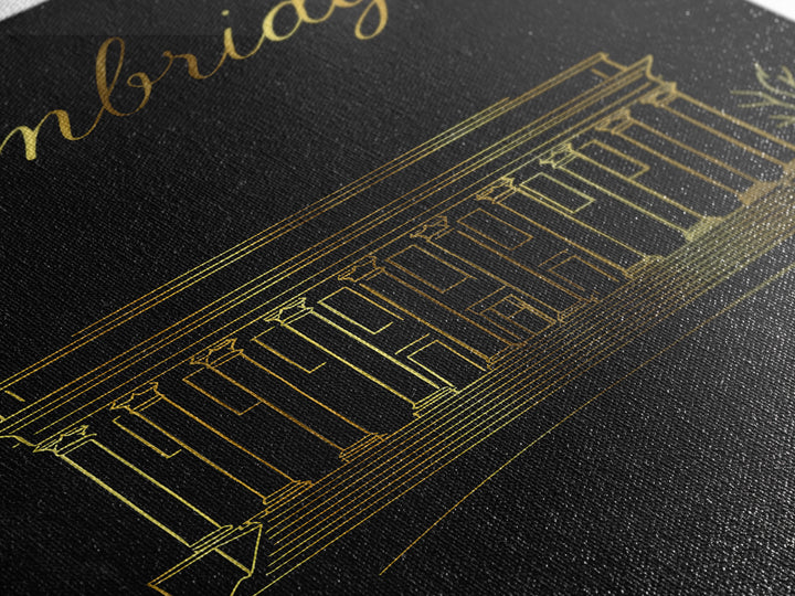 Cambridge Massachusetts Travel Poster, Canvas Print, Gold Outline Poster Art, Cambridge Wall Art, Travel Poster Set, Living Room Wall Art