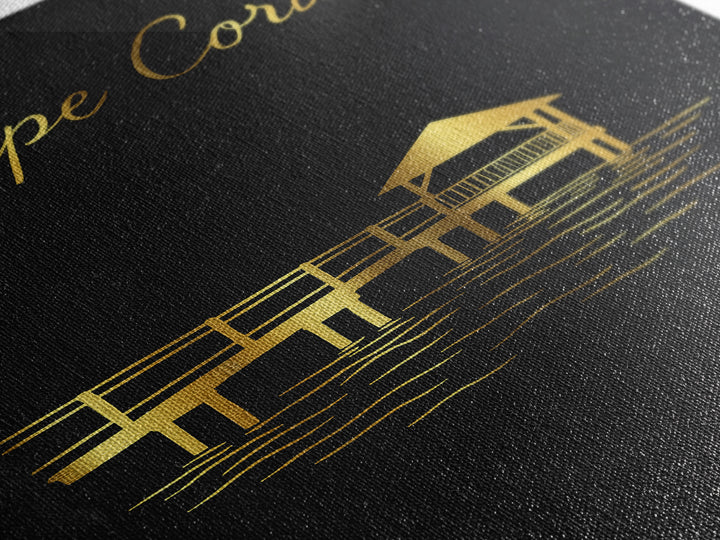 Cape Coral Florida Travel Poster, Canvas Print, Black Gold Minimalist Art, Cape Coral Poster Print, Mid Century Wall Art, Travel Wall Decor