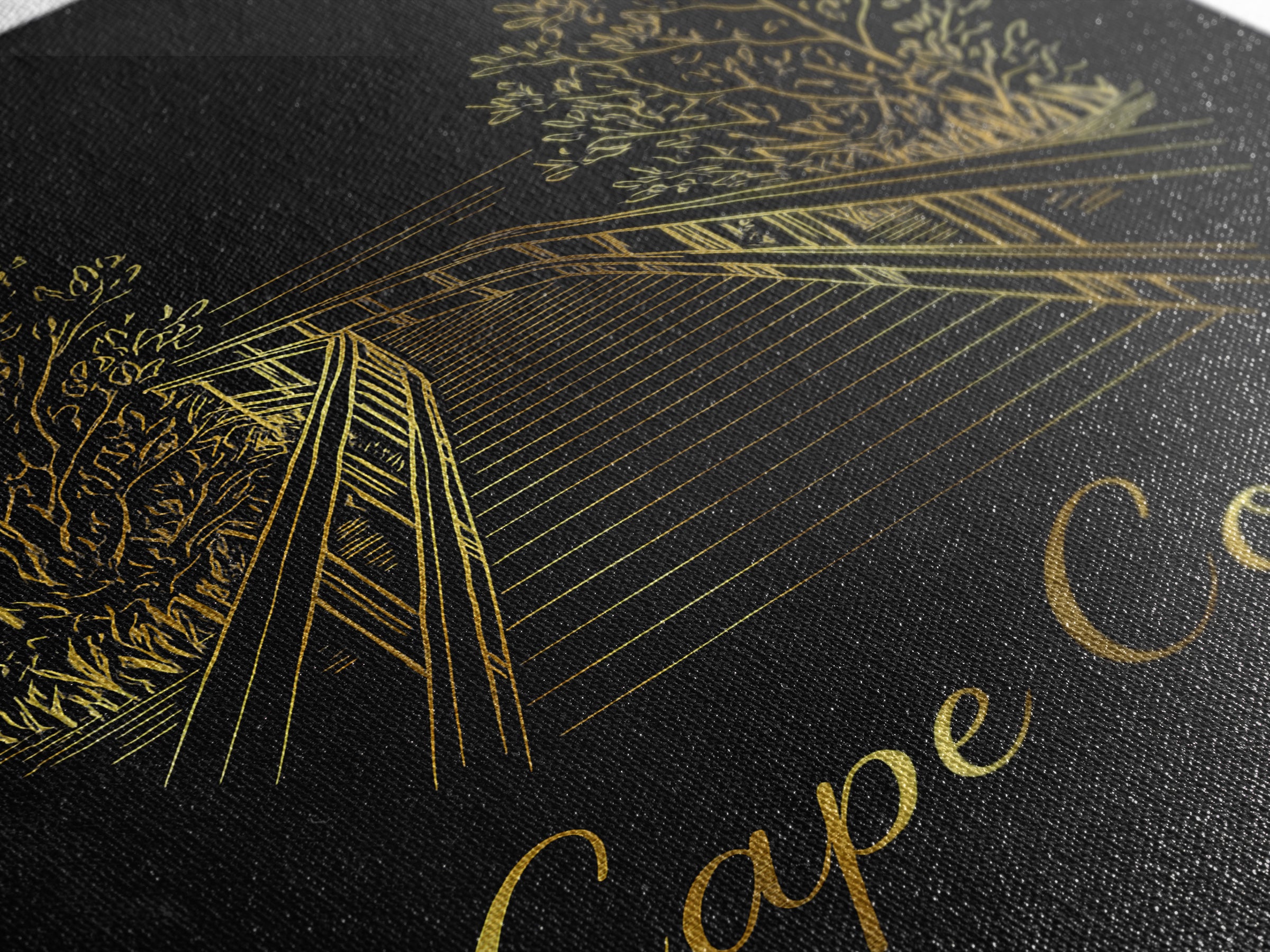 Cape Coral Travel Poster, Framed Canvas Print, Gold Outline Poster Art, Cape Coral Travel Art, Travel Wall Decor, Modern Wall Decor