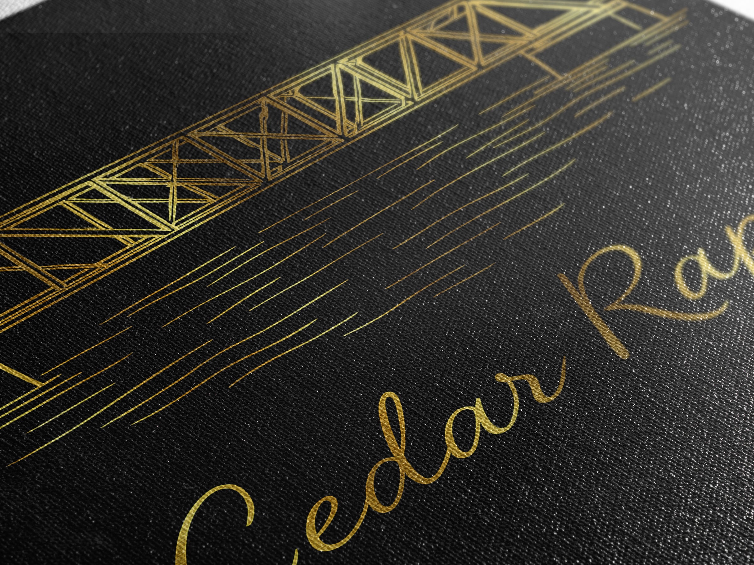 Cedar Rapids Iowa Travel Poster, Canvas Print, Gold Outline Poster Art, Cedar Rapids Wall Art, Gift For Travelers, Wanderlust Decor