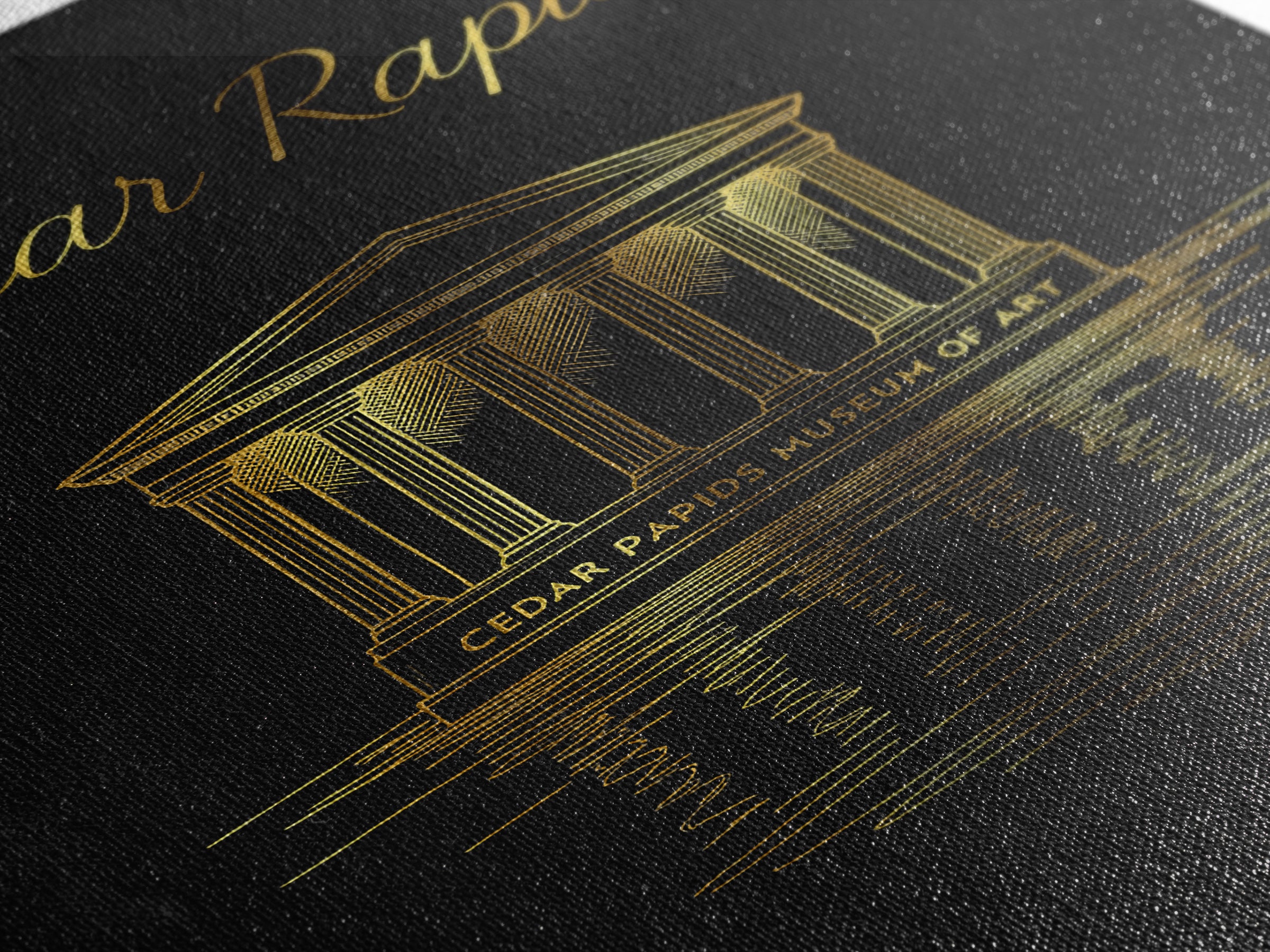 Cedar Rapids Travel Poster, Canvas Print, Gold Outline Poster Art, Cedar Rapids Art Print, Vintage Travel Print, City Travel Prints