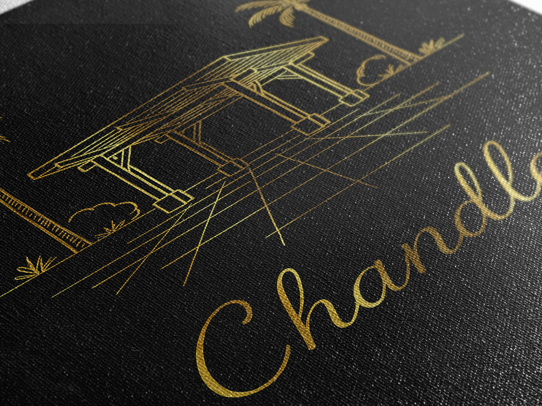Chandler Arizona Travel Poster, Framed Canvas Print, Gold Outline Poster Art, Chandler Poster Print, Wanderlust Decor, Travel Wall Art