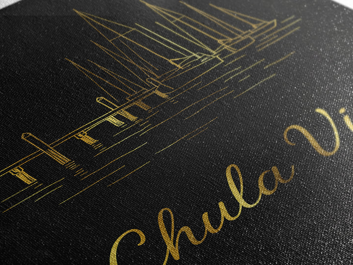 Chula Vista Travel Poster, Canvas Print, Black Gold Minimalist Art, Chula Vista Travel Art, Retro Travel Print, Travel Wall Decor