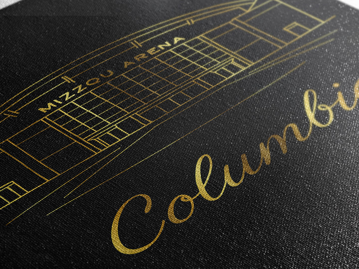 Columbia South Carolina Travel Poster, Canvas Print, Black Gold Minimalist Art, Columbia City Art, Travel Wall Art, Travel Print