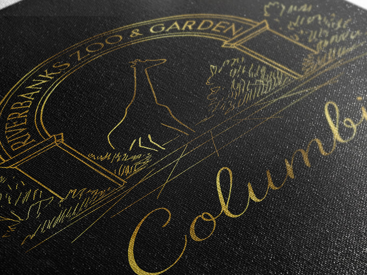 Columbia Travel Poster, Canvas Print, Gold Outline Poster Art, Columbia Art Print, City Illustration, Travel Wall Decor, Travel Poster Set