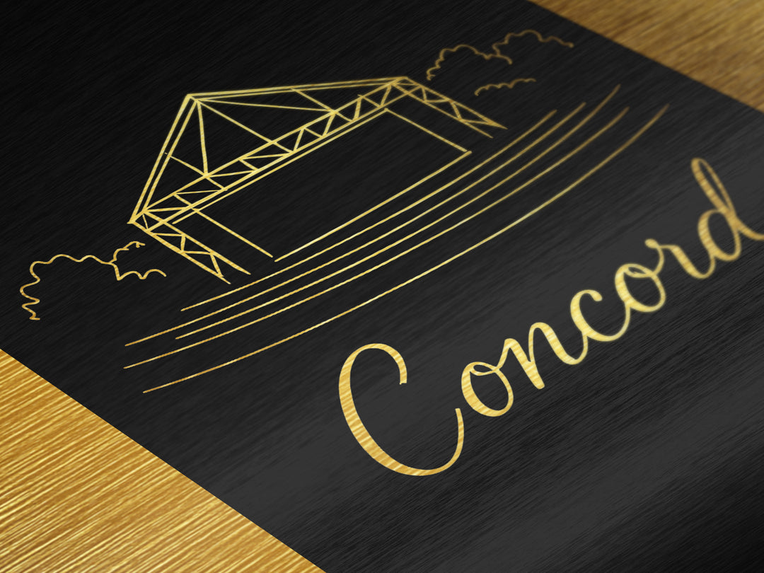 Concord California Travel, Metallic Gold Art, Wood Framed Art, Metal Art, Modern Wall Art, Honeymoon Gift, Entryway Wall Print