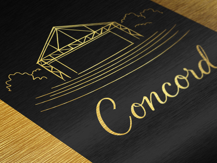 Concord California Travel, Metallic Gold Art, Wood Framed Art, Metal Art, Modern Wall Art, Honeymoon Gift, Entryway Wall Print