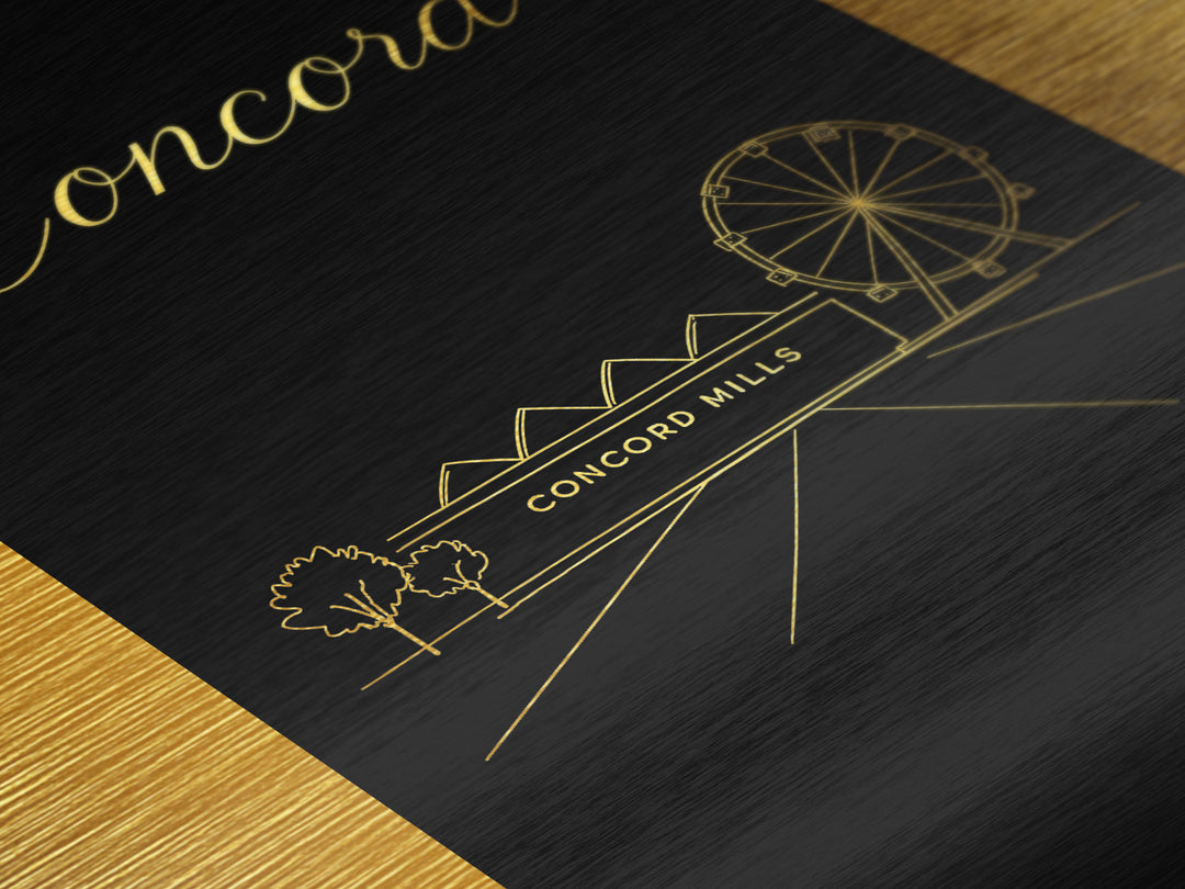 Concord California Art, Metallic Gold Print, Wood Framed Art, Metal Art, Minimalist Wall Art, Birthday Travel Gift, Hallway Wall Art