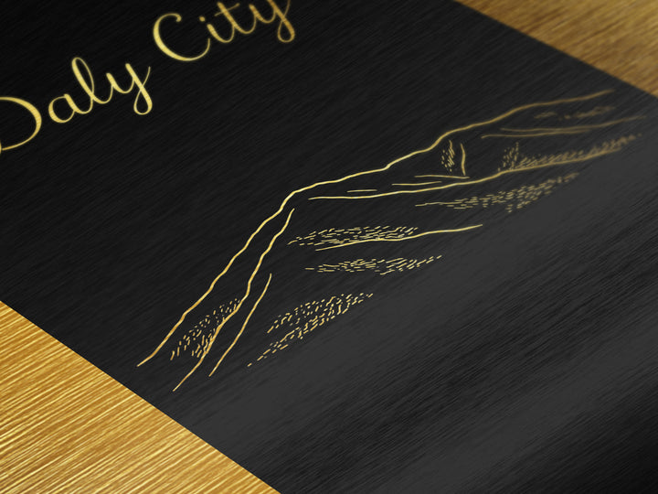 Daly City California Travel, Metallic Gold Print, Wood Framed Art, Metal Art, Modern House Art, Anniversary Gift, Hallway Wall Art