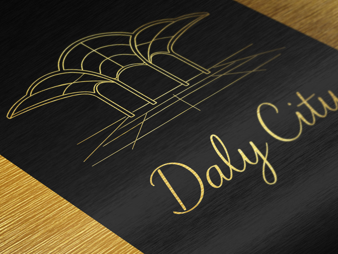 Daly City California Art, Metallic Gold Art, Wood Framed Art, Metal Art, Modern Skyline Wall Print, Graduation Gift, Bedroom Art