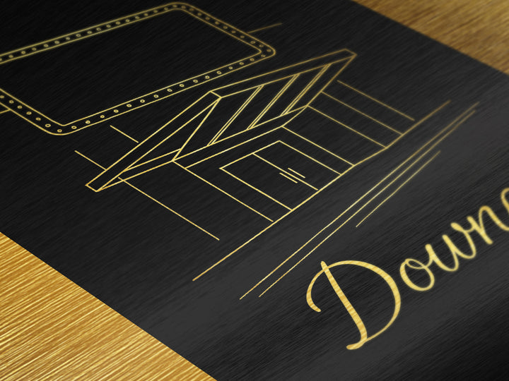 Downey California Travel, Metallic Gold Art, Wood Framed Art, Metal Art, Modern House Art, Retirement Gift, Living Room Art