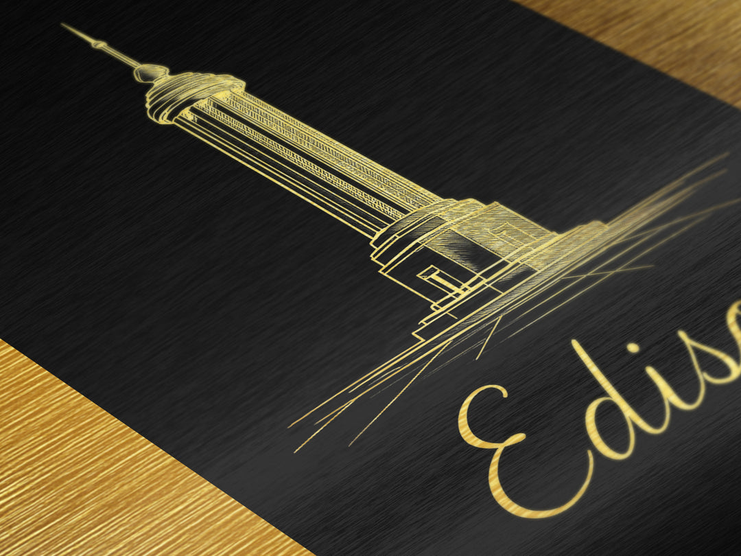 Edison New Jersey Art, Metallic Gold Print, Wood Framed Art, Metal Art, Minimalist Wall Art, Birthday Gift, Entryway Wall Print