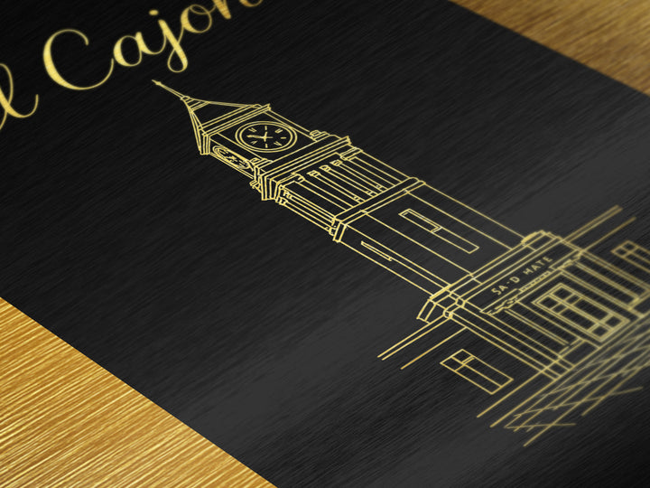 El Cajon California Travel, Metallic Gold Art, Wood Framed Art, Metal Art, Modern House Art, Retirement Gift, Hallway Wall Art