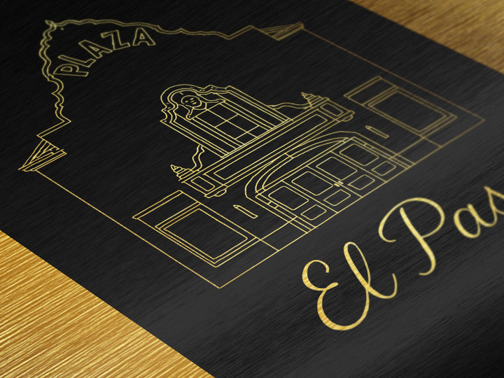 El Paso Texas Art, Metallic Gold Print, Wood Framed Art, Metal Art, Modern Wall Art, Anniversary Gift, Entryway Wall Print