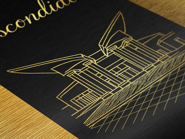 Escondido California Travel, Metallic Gold Art, Wood Framed Art, Metal Art, Modern House Art, Destination Gift, Hallway Wall Art