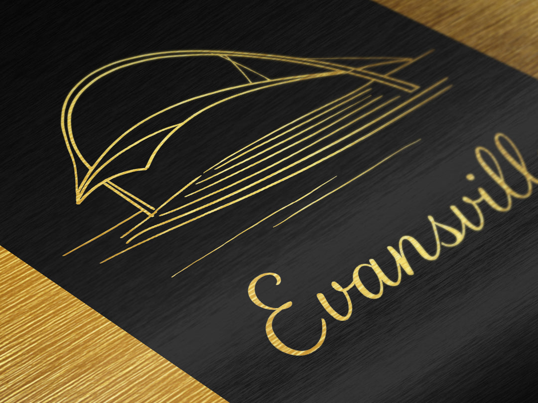 Evansville Indiana Travel, Metallic Gold Art, Wood Framed Art, Metal Art, Modern Skyline Wall Print, Retirement Gift, Entryway Wall Print