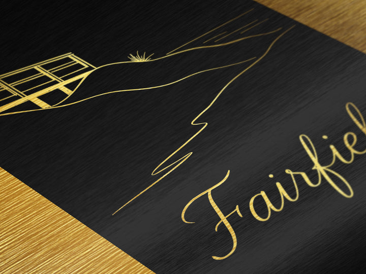 Fairfield Ohio Travel, Metallic Gold Art, Wood Framed Art, Metal Art, Modern Skyline Wall Print, Wanderlust Gift, Living Room Art