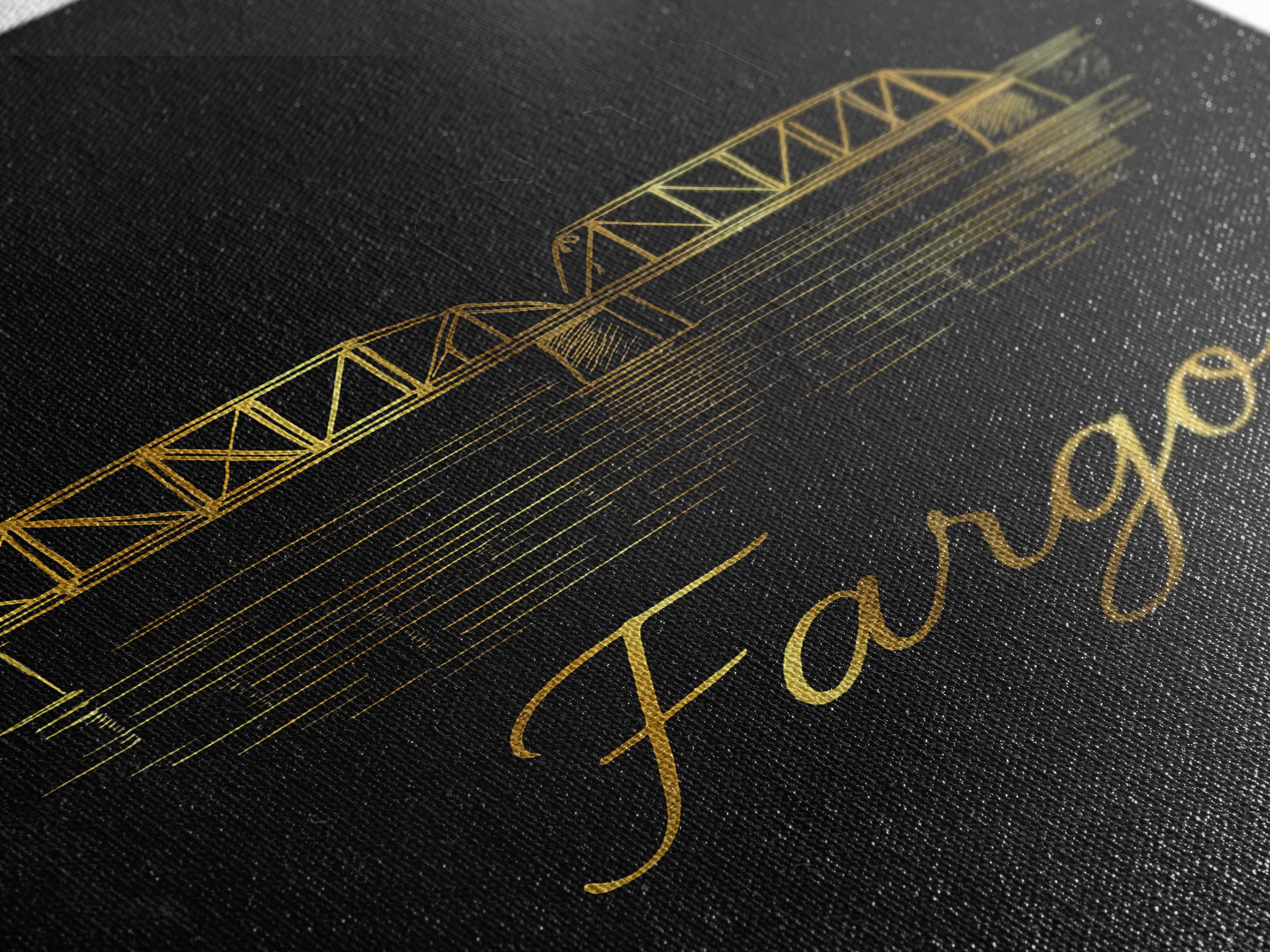 Fargo Travel Poster, Canvas Print, Gold Outline Poster Art, Fargo City Art, Travel Poster Set, Travel Art Print, Modern Wall Decor