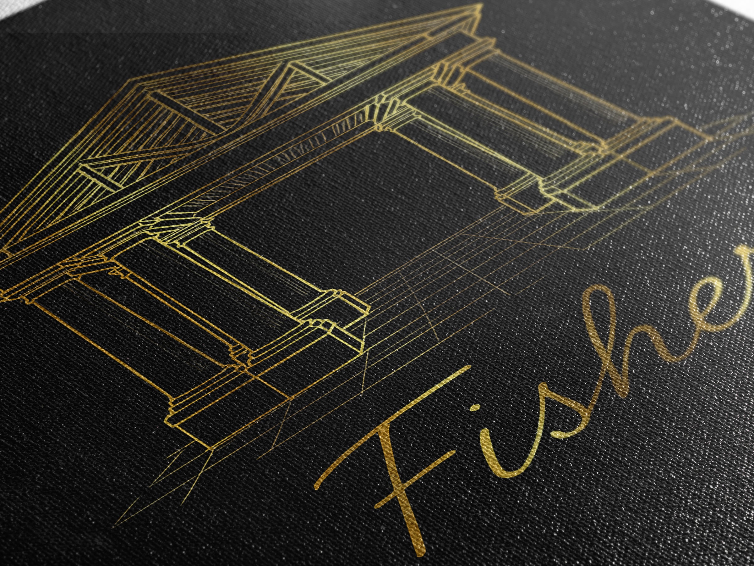 Fishers Travel Poster, Canvas Print, Gold Outline Poster Art, Fishers Travel Art, City Illustration, Vintage Travel Print, City Art Print