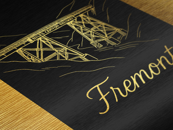 Fremont California Travel, Metallic Gold Art, Wood Framed Art, Metal Art, Modern House Art, Destination Gift, Living Room Art
