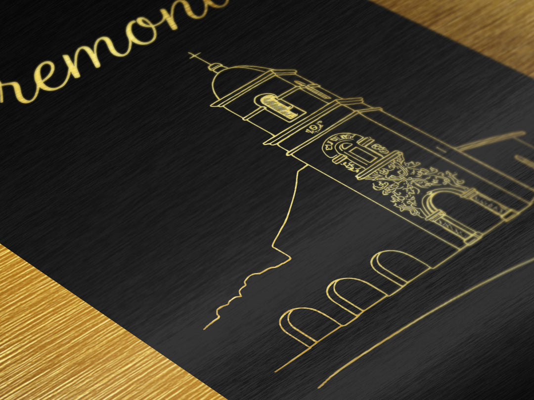 Fremont California Art, Metallic Gold Print, Wood Framed Art, Metal Art, Minimalist Wall Art, Wanderlust Gift, Bedroom Wall Art