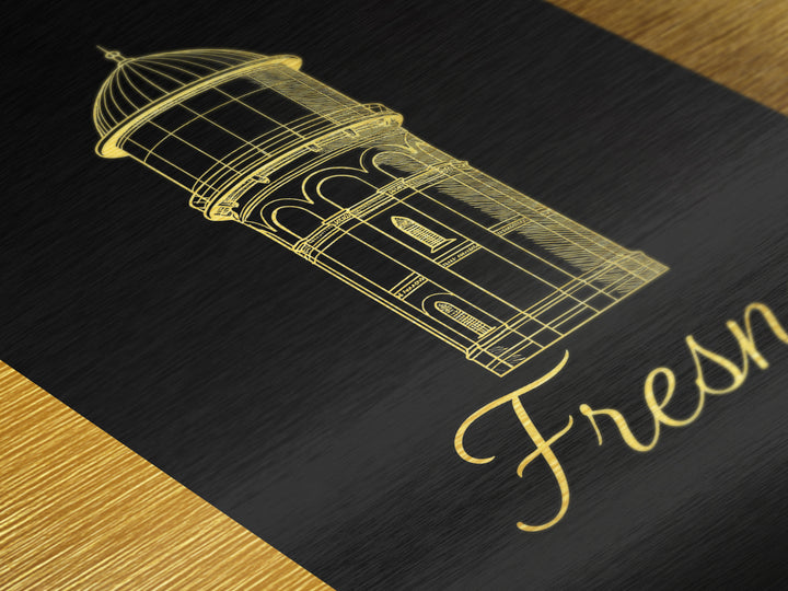 Fresno California Art, Metallic Gold Print, Wood Framed Art, Metal Art, Modern Wall Art, Graduation Gift, Hallway Wall Art