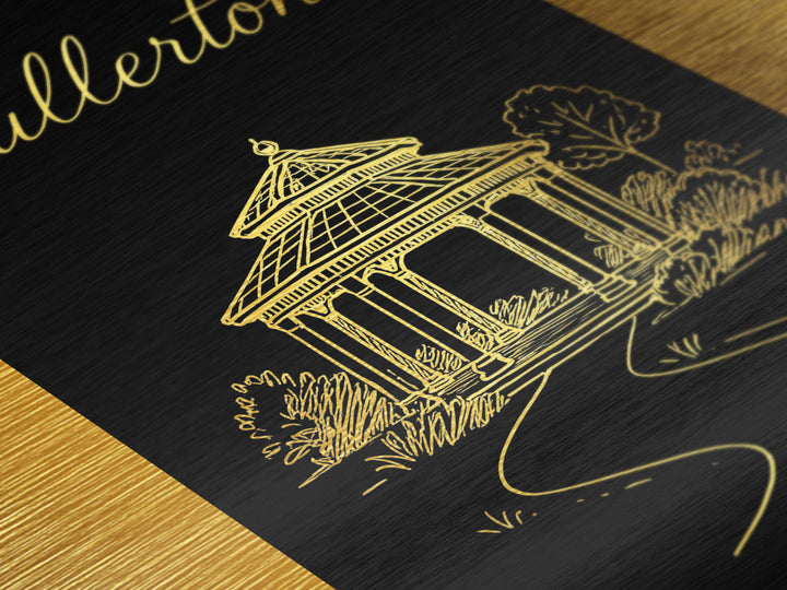 Fullerton California Art, Metallic Gold Print, Wood Framed Art, Metal Art, Modern Wall Art, Adventure Lover Gift, Entryway Wall Print