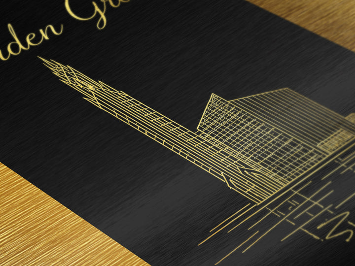 Garden Grove California Art, Metallic Gold Print, Wood Framed Art, Metal Art, Minimalist Wall Art, Anniversary Gift, Bedroom Wall Art