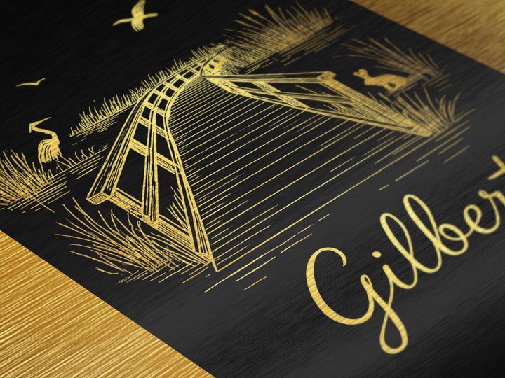 Gilbert Arizona Travel, Metallic Gold Art, Wood Framed Art, Metal Art, Modern Wall Art, Honeymoon Gift, Bedroom Art