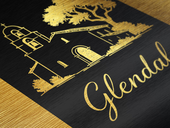 Glendale Arizona Travel, Metallic Gold Art, Wood Framed Art, Metal Art, Modern House Art, Retirement Gift, Bedroom Wall Art